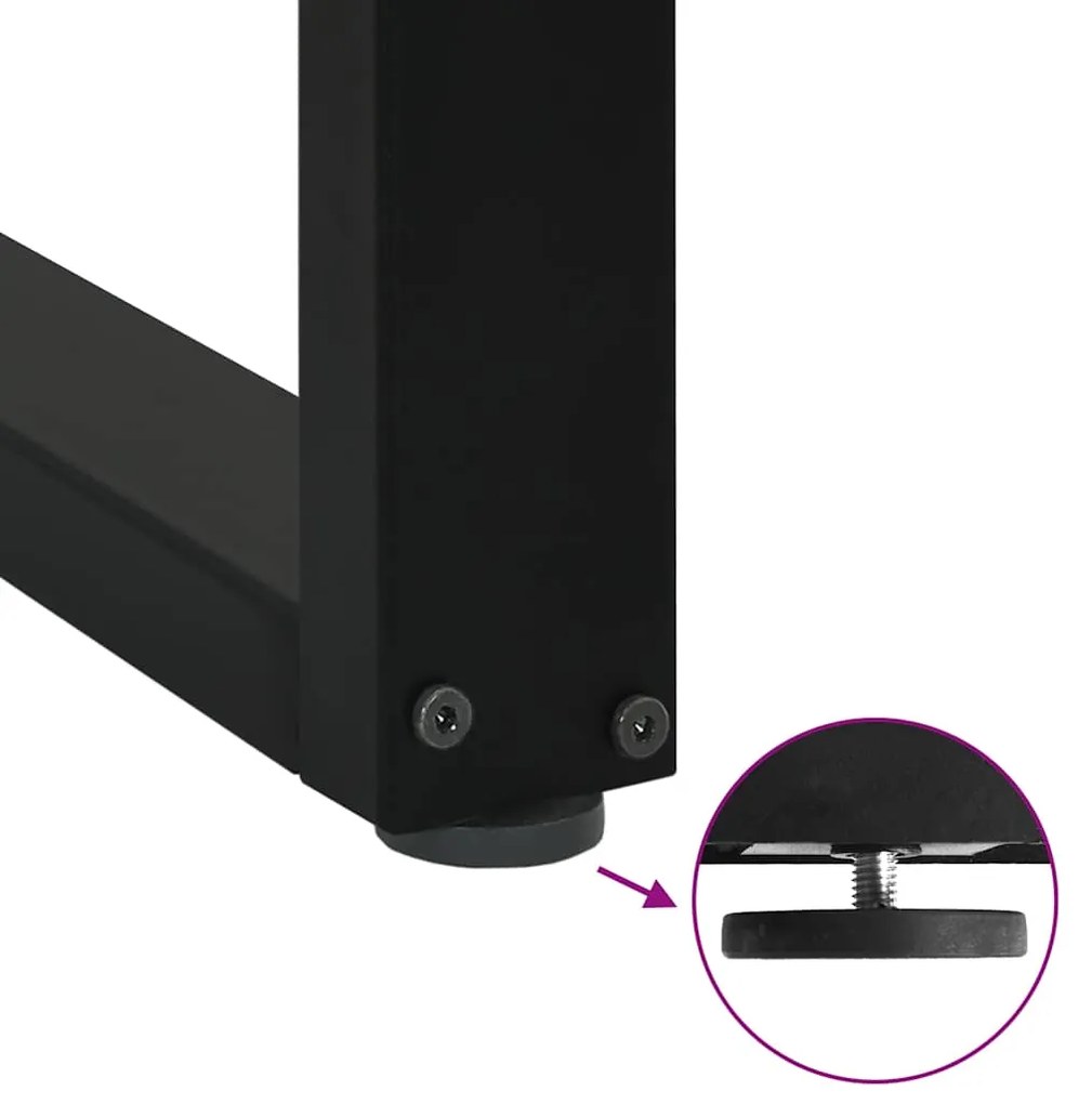 Pés para mesa de jantar em formato de U, 3 peças, preto, 90x(72-73) cm