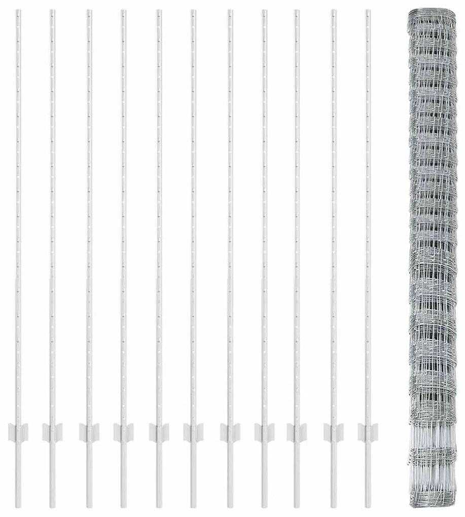Postes para Cerca vidaXL 22 pcs U-Channel 160 cm Aço Galvanizado