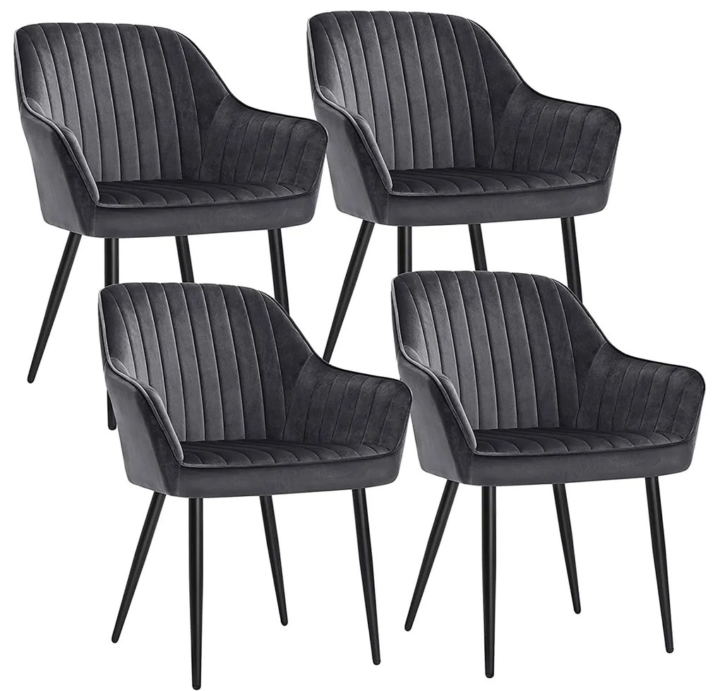 Conjunto de 4 cadeiras de jantar cinzentas
