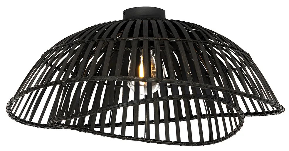 Candeeiro de teto oriental preto bambu 62 cm - Pua Oriental