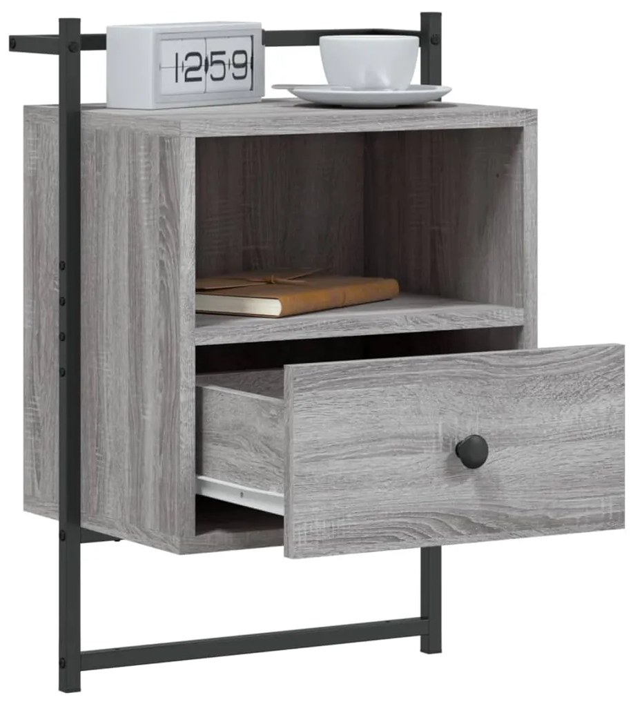 Mesas cabeceira 2 pcs 40x30x61cm deriv. madeira cinzento sonoma