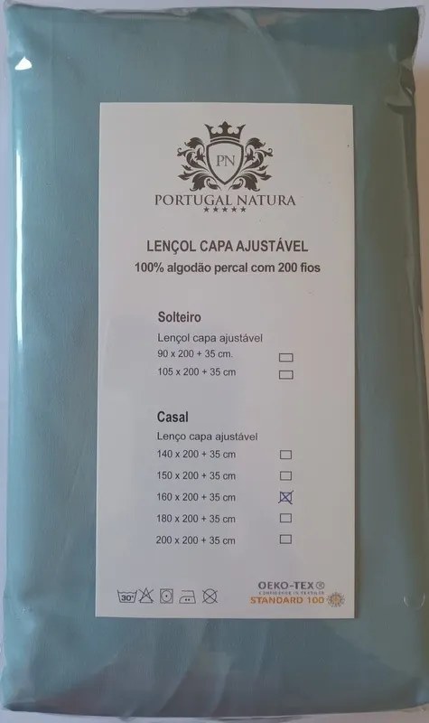 ATÉ 35 CM DE ALTO - Lençóis de baixo ajustável 100% algodão percal 200 fios: 140x200+35 cm  ( largura x comprimento + alto colchão )