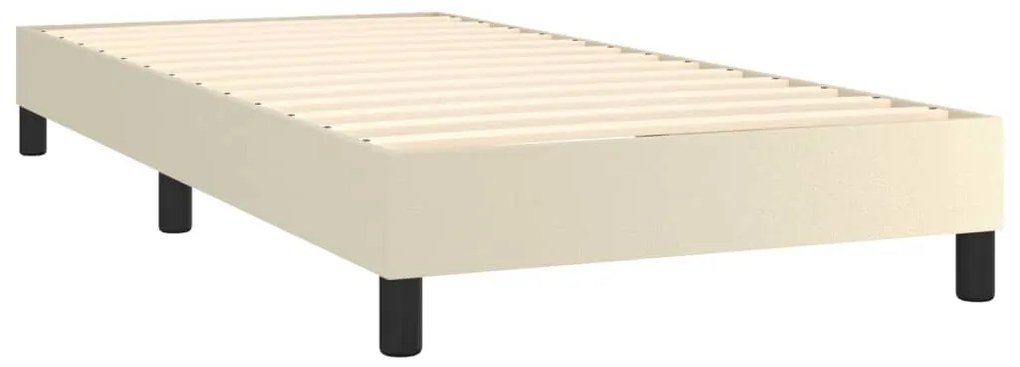 Estrutura de cama 90x190 cm couro artificial cor creme
