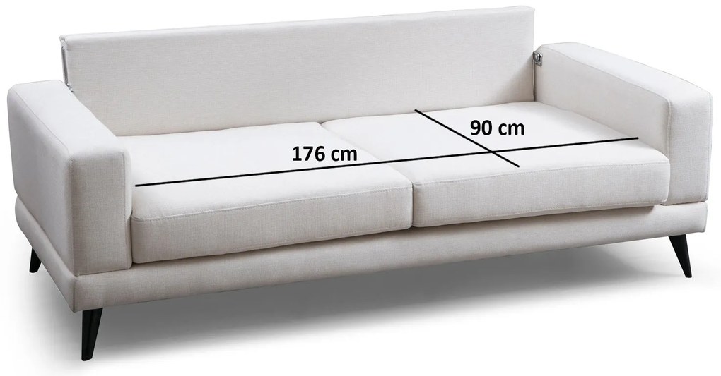 Sofá-Cama 3 Lugares Nordic – Bege – 210x90x85 cm