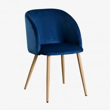 Pack De 4 Cadeiras De Jantar Em Veludo Com Braços Kana Azul - Sklum
