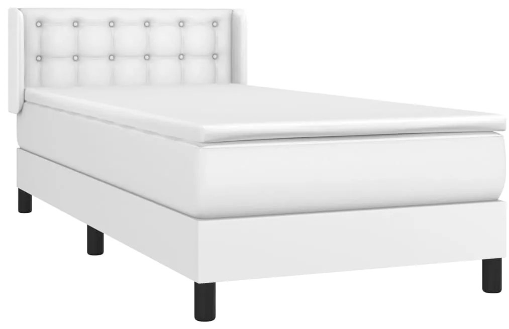 Cama com molas/colchão 90x200 cm couro artificial branco