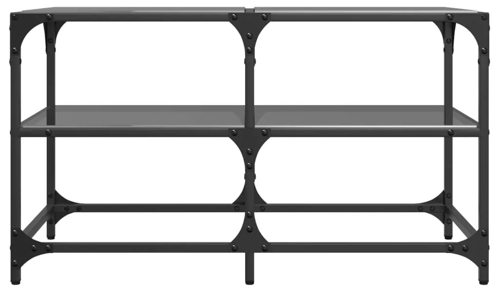 Mesa de centro com topo em vidro preto 78,5x40x45 cm aço