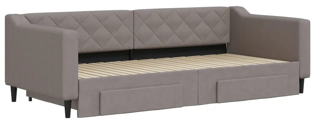 Sofá-cama c/ gavetão/gavetas 90x200 cm tecido cinza-acastanhado