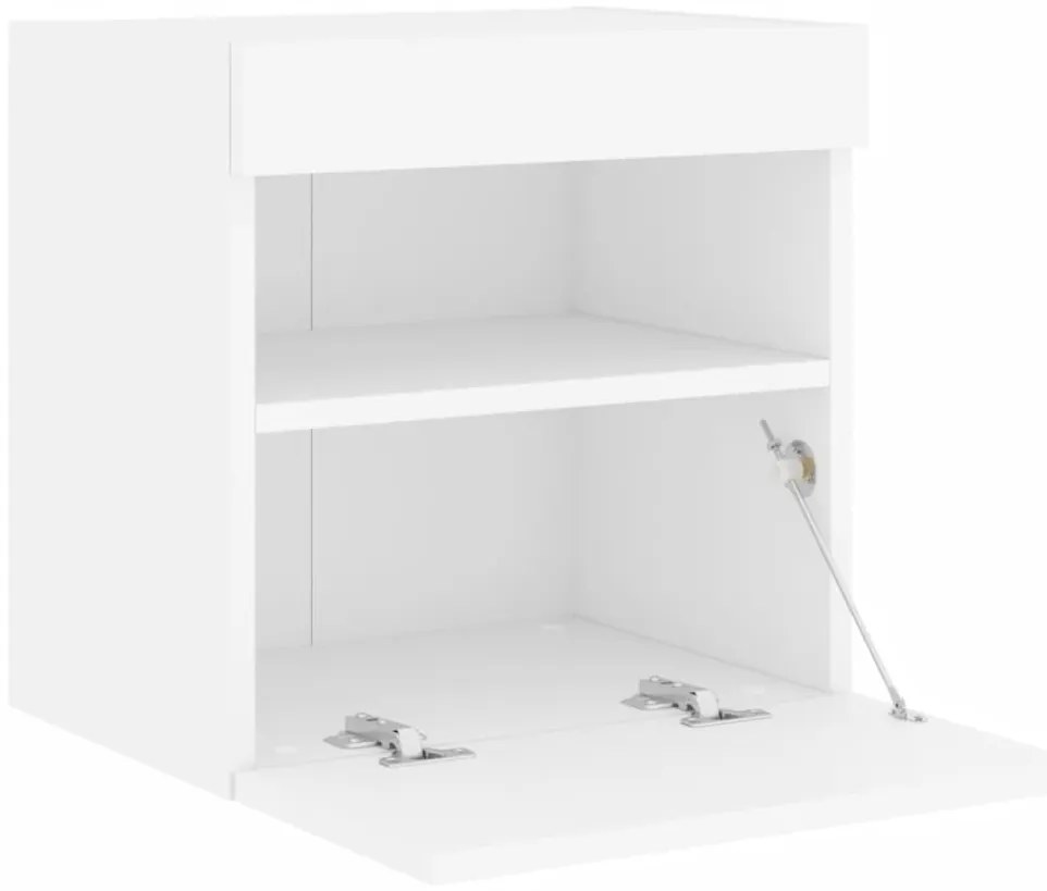 Móveis de parede p/ TV com luzes LED 2 pcs 40x30x40 cm branco