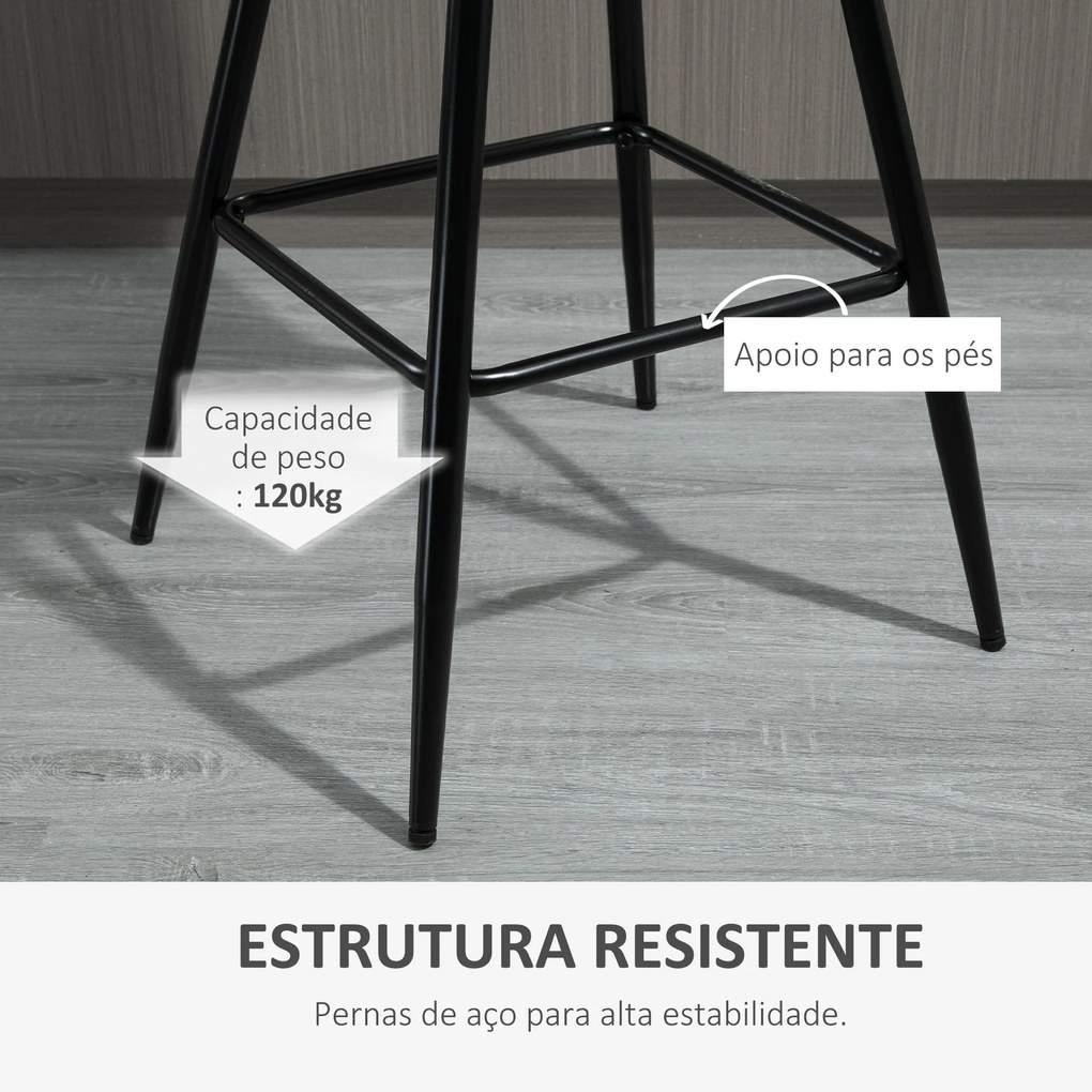 HOMCOM Conjunto de 2 Bancos de Bar com Encosto e Apoio para os Pés Ban