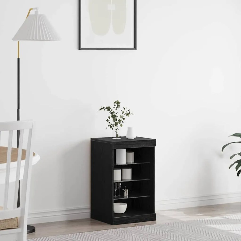 Buffet vidaXL com Luzes LED Carvalho Preto 41x37x67 cm