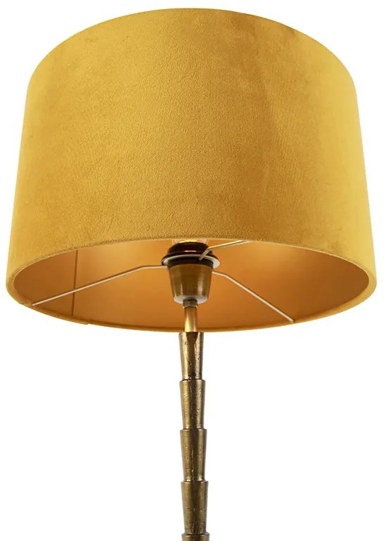 Candeeiro de mesa Art Deco com abajur de veludo amarelo 35 cm - Pisos Art Deco