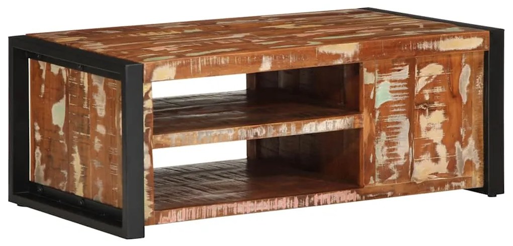 Mesa de centro multicor 90x50x36 cm madeira maciça recuperada