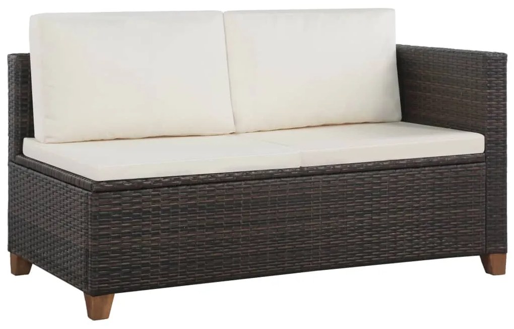 4 pcs conjunto lounge jardim c/ almofadões vime PE castanho