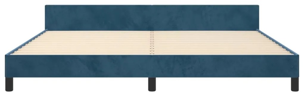 Estrutura de cama sem colchão 200x200 cm veludo azul-escuro