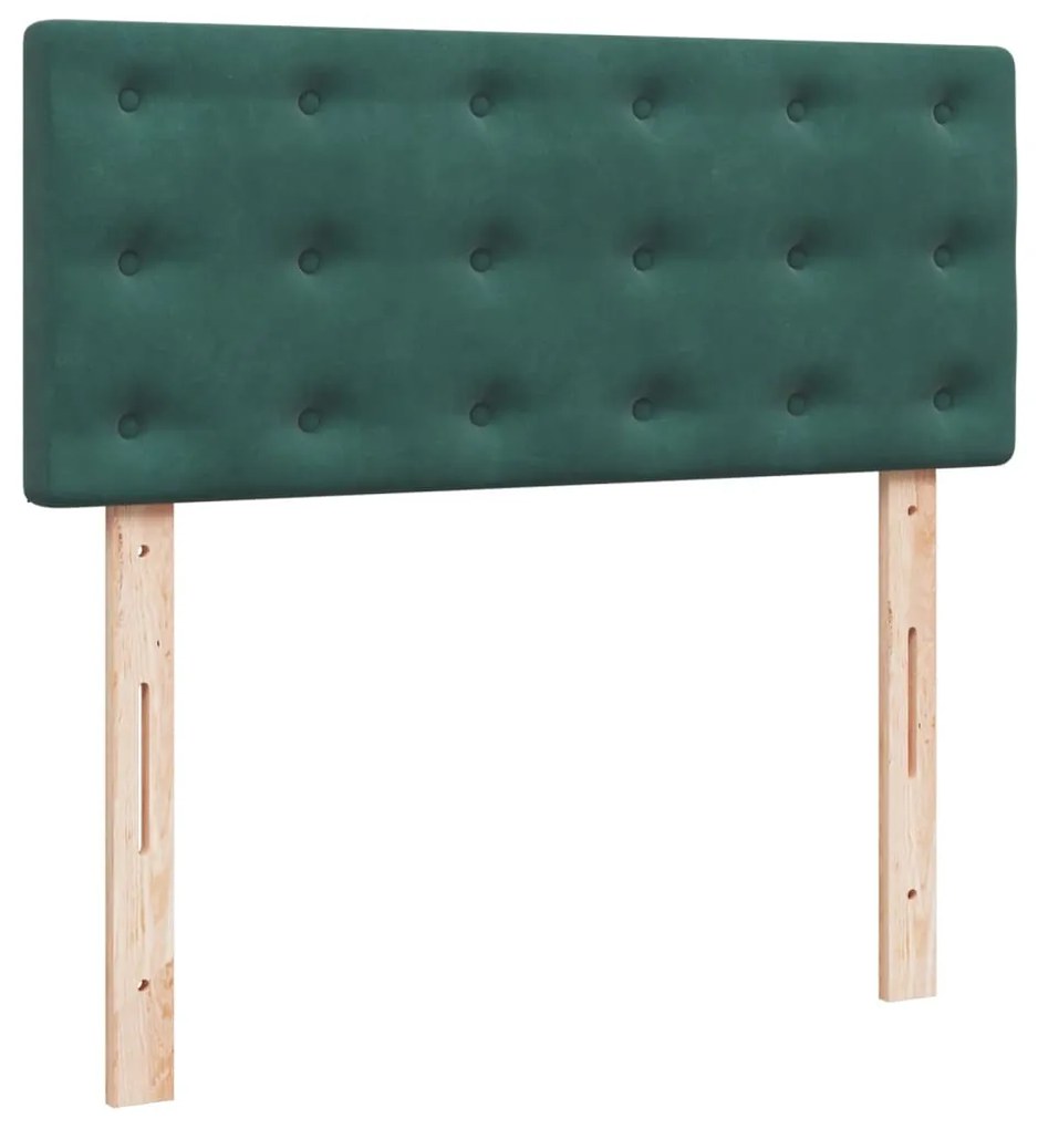 Cama boxspring com colchão 120x190 cm veludo verde-escuro