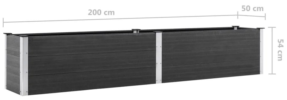 Canteiro elevado de jardim 200x50x54 cm WPC cinzento