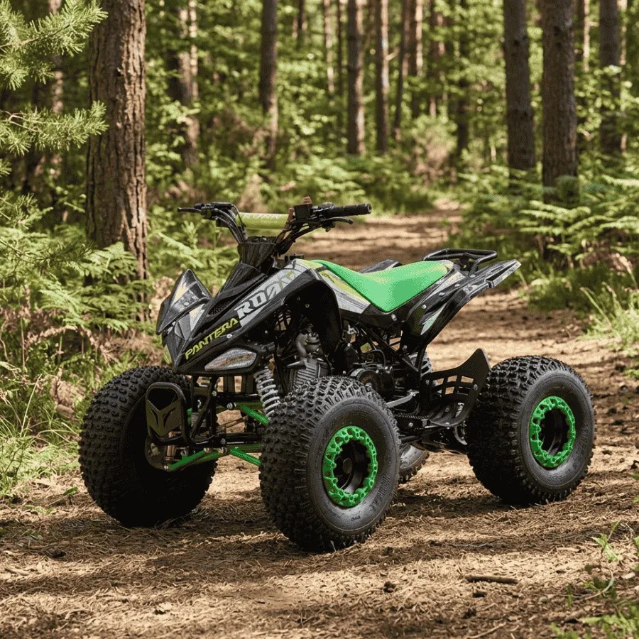 MINI MOTO 4 GASOLINA PARA CRIANÇAS 110cc PANTERA R8 automático com marcha atrás Verde