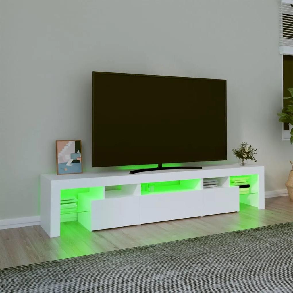 Móvel de TV com luzes LED 200x36,5x40 cm branco