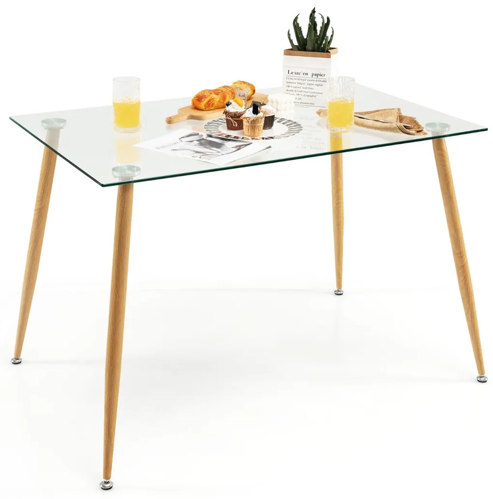 Mesa de jantar de vidro moderna com almofadas ajustáveis para casa, cozinha e escritório 110 x 70 x 75 cm