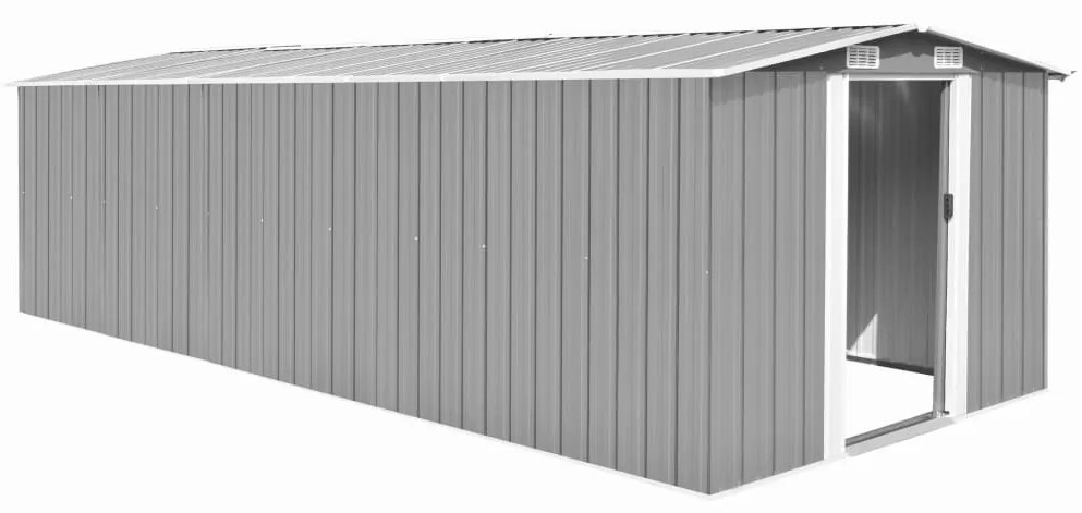 143353 vidaXL Abrigo de jardim 257x580x181 cm metal cinzento