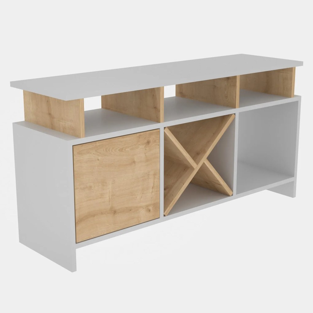 Móvel TV Auburn – Branco Carvalho – 120 cm x 29,9 cm x 60,6 cm