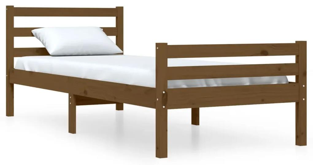 Estrutura de cama 100x200 cm madeira maciça castanho mel
