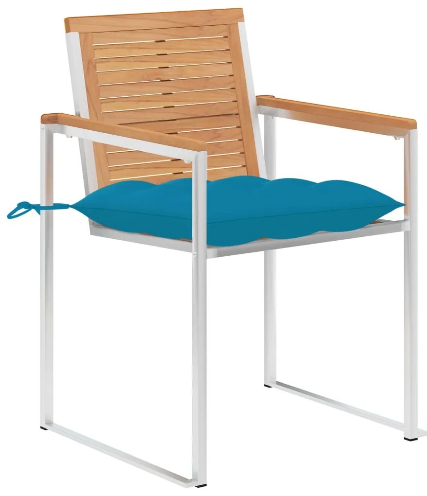 Cadeiras de jardim com almofadões 2 pcs teca maciça e aço