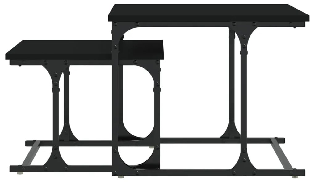 Mesa de centro de encastrar 2 pcs derivados de madeira preto