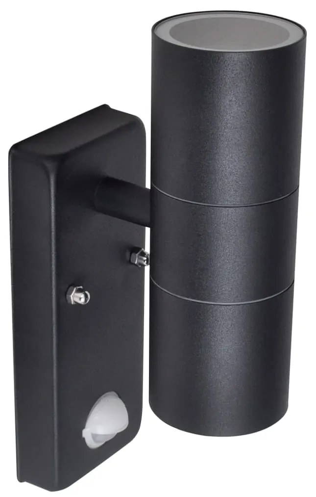 41097 Candeeiro LED de parede forma cilindro com sensor aço preto