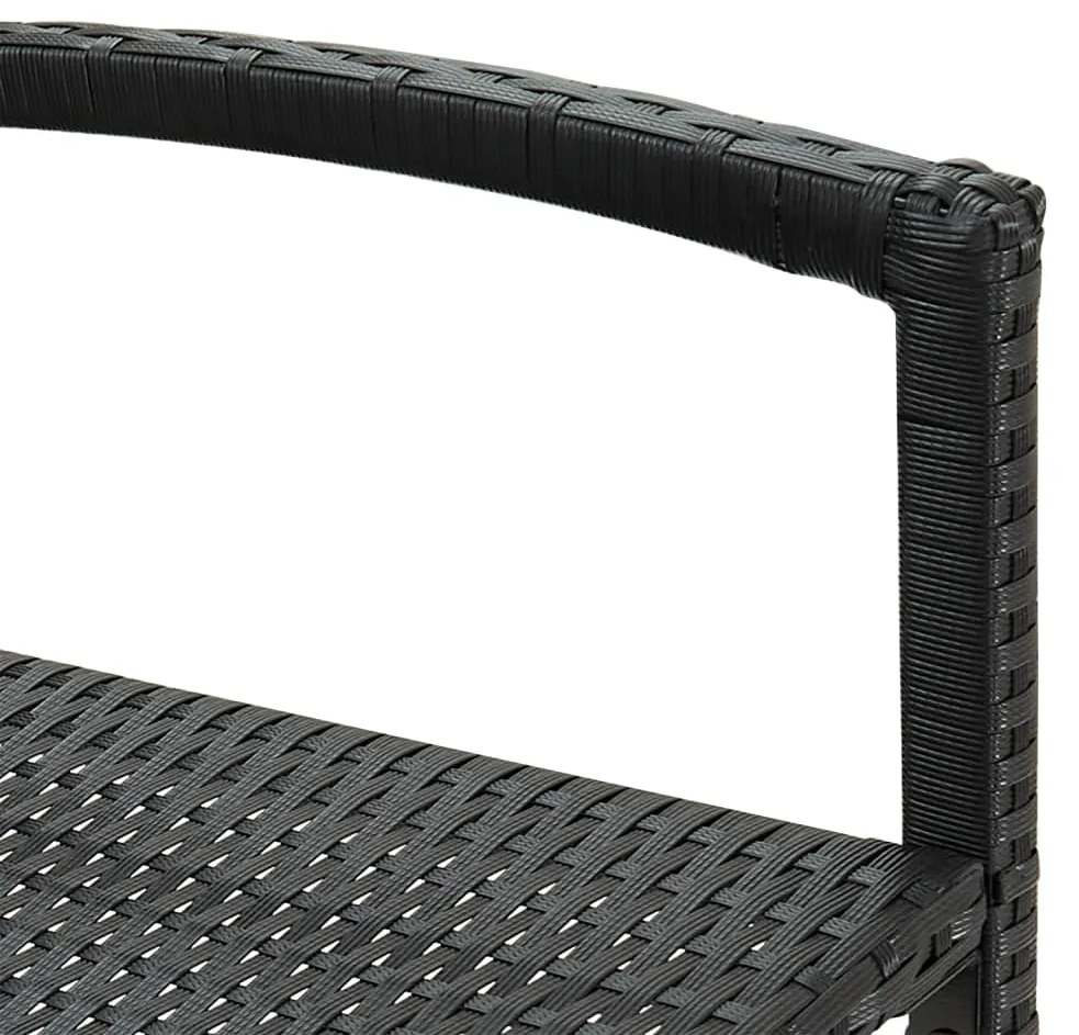 5 pcs conjunto de bar para jardim vime PE/acácia maciça preto