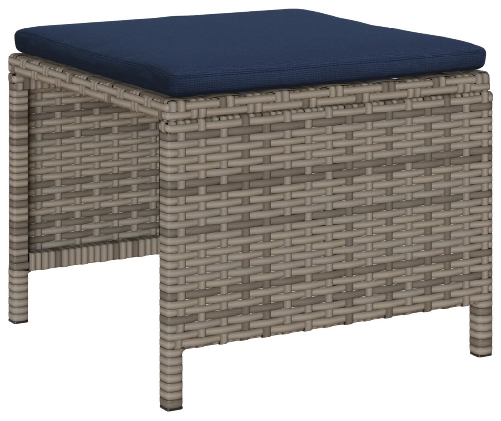 Conjunto de Sofá para Exterior Cinza e azul marinho