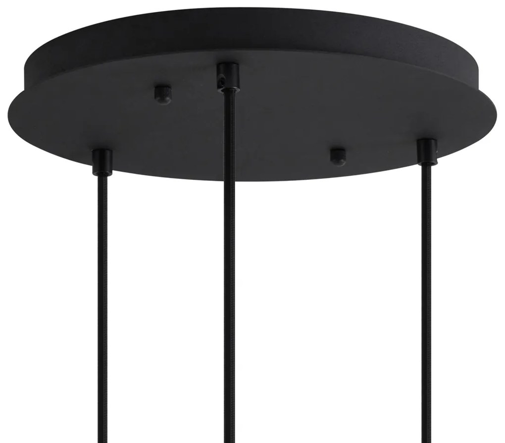 Candeeiro suspenso Art Déco preto com vidro azul e verde 3 luzes - Douglass