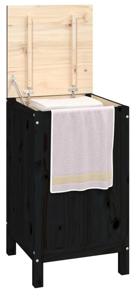 Caixa para roupa 44x44x76 cm madeira de pinho maciça preto