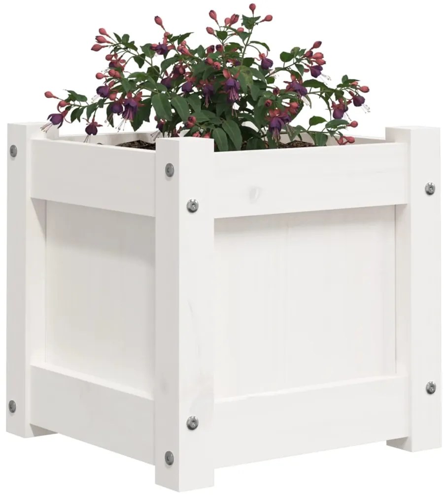 Vaso/floreira de jardim 31x31x31 cm pinho maciço branco