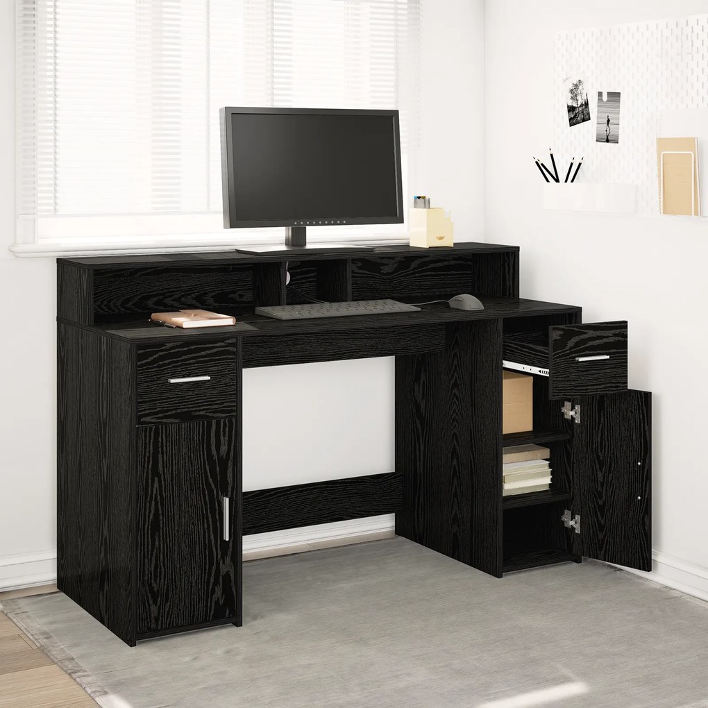 vidaXL Mesa Carvalho Preto 140x55x91 cm Madeira Engenheirada