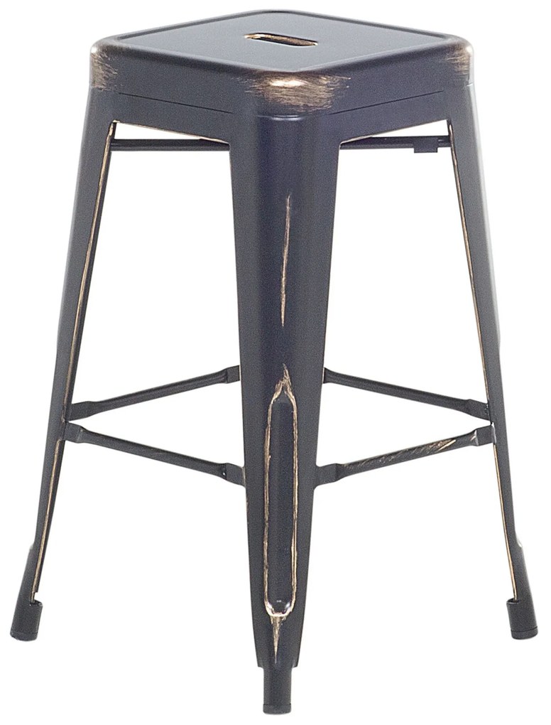 Conjunto de 2 bancos de bar em aço preto e dourado 60 cm CABRILLO Beliani