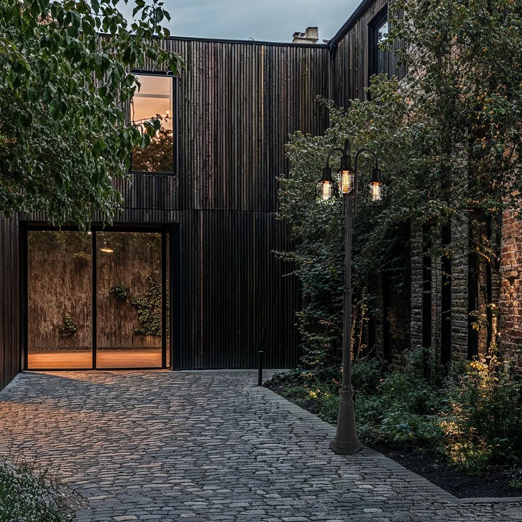 Candeeiro de exterior rústico preto 3 luzes IP44 - Guardado