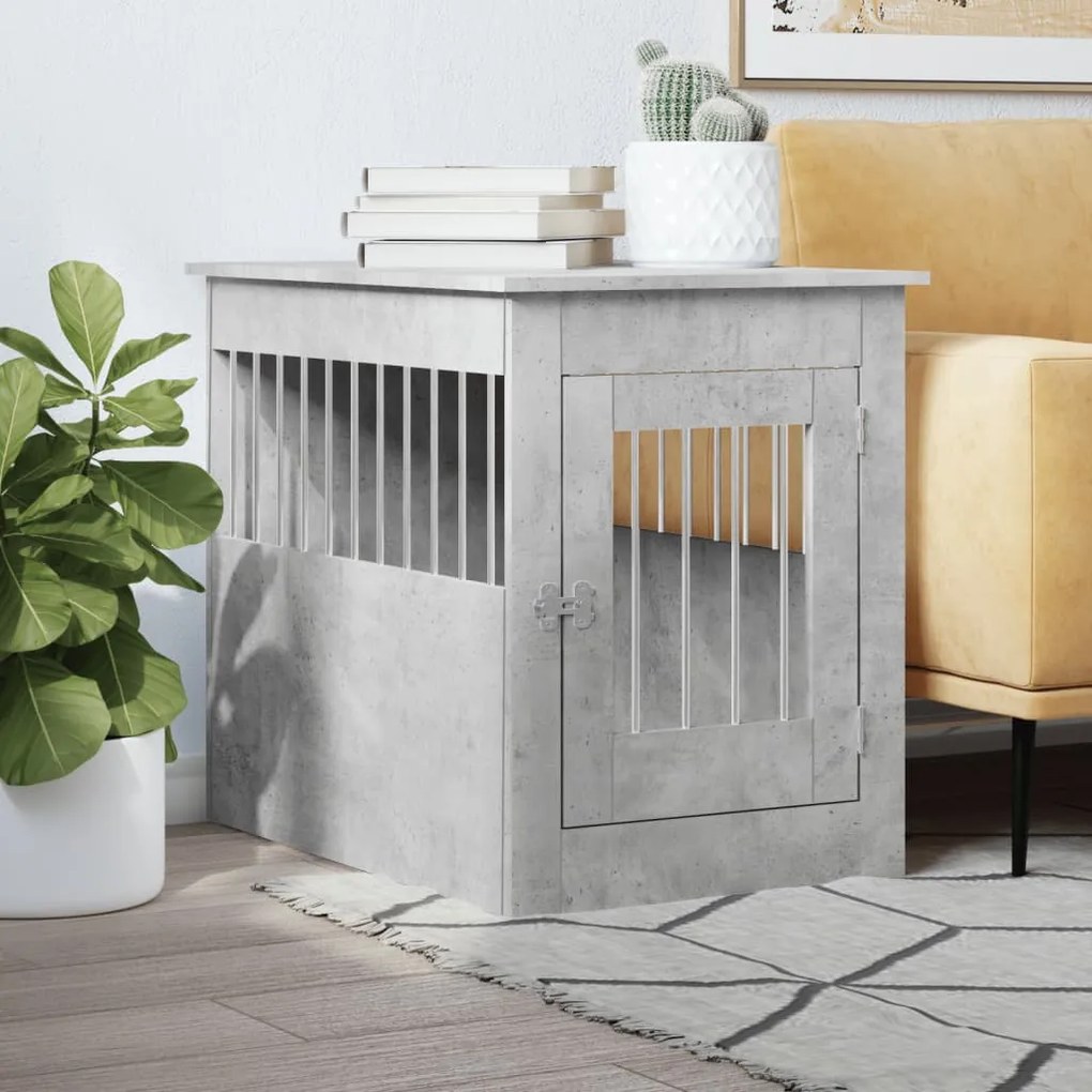 vidaXL Móvel casota para cão 55x80x68 derivados madeira cinza-cimento