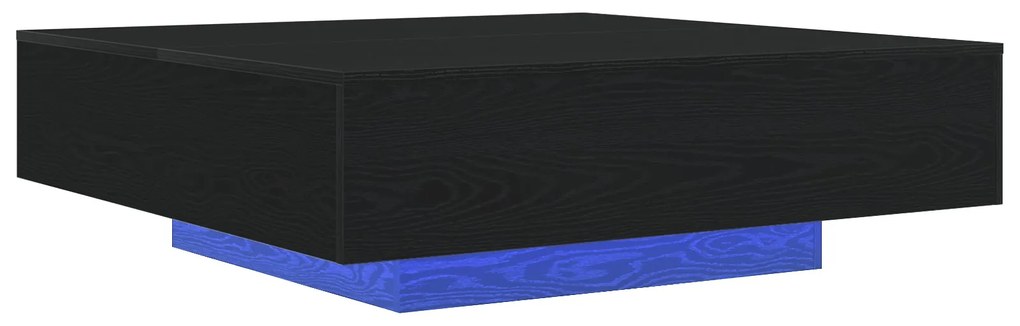 Mesa de Café vidaXL com Luzes LED Carvalho Preto 100x100x31 cm