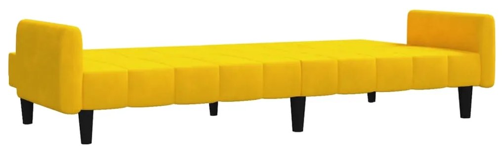 Sofá-cama de 2 lugares veludo amarelo