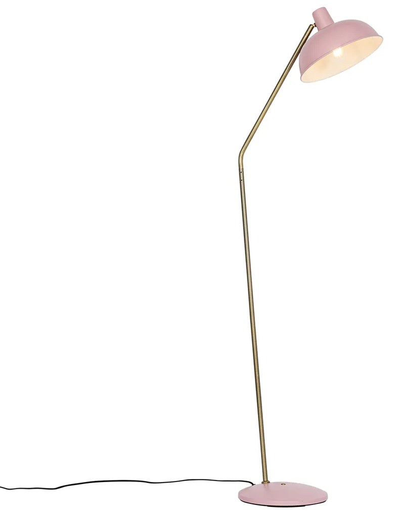 Candeeiro de pé retro rosa com bronze - Milou Retro