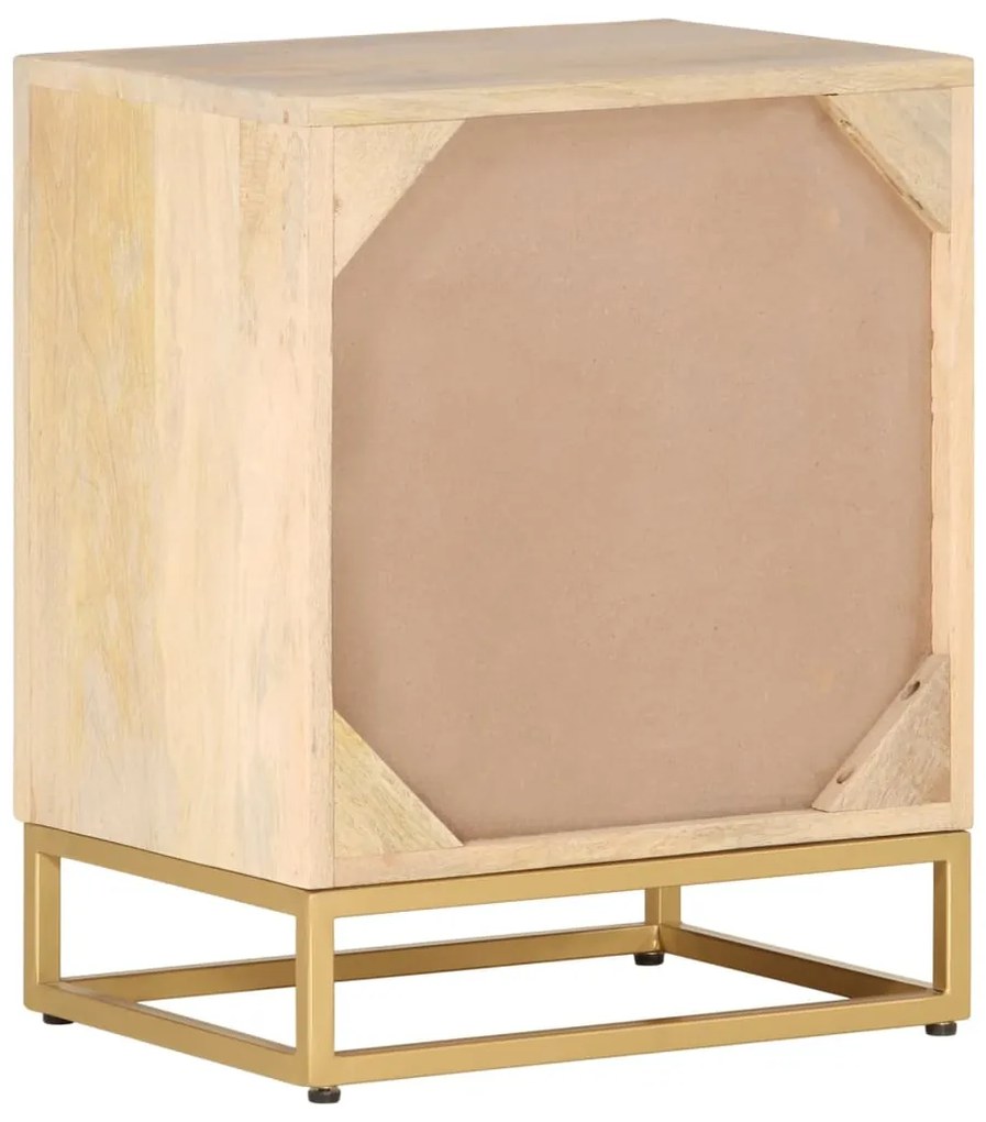 Mesa de cabeceira 40x30x50 cm madeira de mangueira maciça/ferro