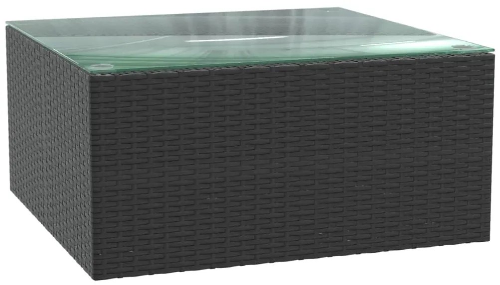 7 pcs conjunto lounge de jardim c/ almofadões vime PE preto