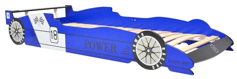 Cama carro de corrida LED para crianças 90x200 cm azul