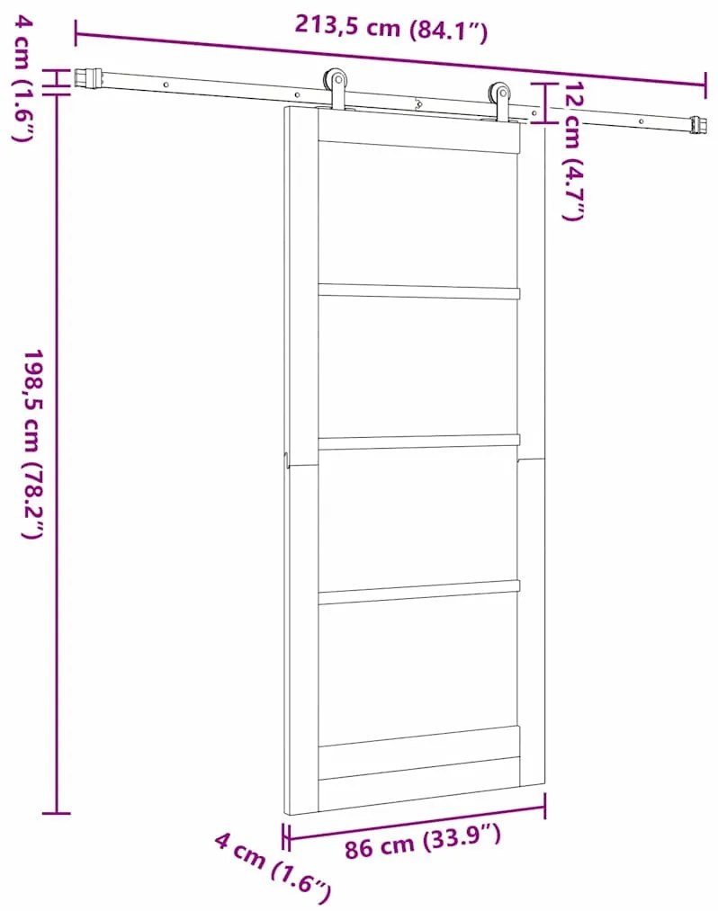 Porta Deslizante vidaXL com Kit de Ferragens 'ORKDAL'Branca de Madeira