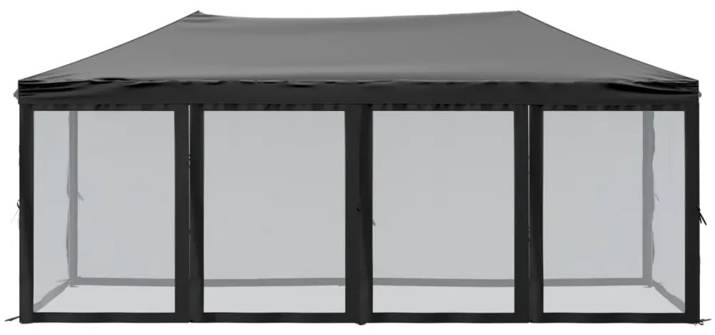 Tenda para festas dobrável com paredes laterais 3x6 m preto