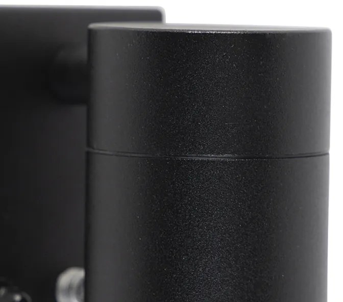 Candeeiro de parede exterior moderno preto IP44 com sensor crepuscular - Solo