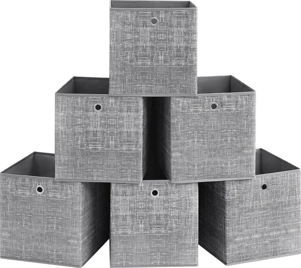 Conjunto de 6 Caixas de arrumação 33cm cinzentas mosqueadas