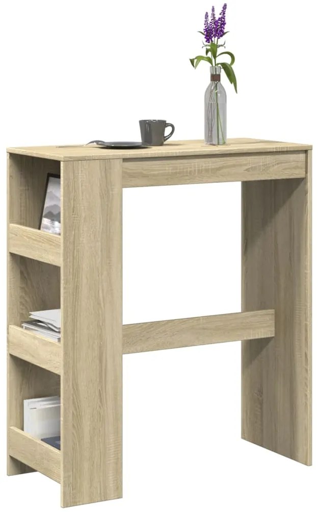 vidaXL Mesa de bar c/ prateleiras derivados de madeira carvalho sonoma